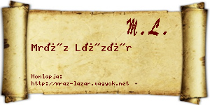 Mráz Lázár névjegykártya